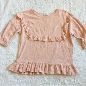 Roo blush flowy ruffle boho top
